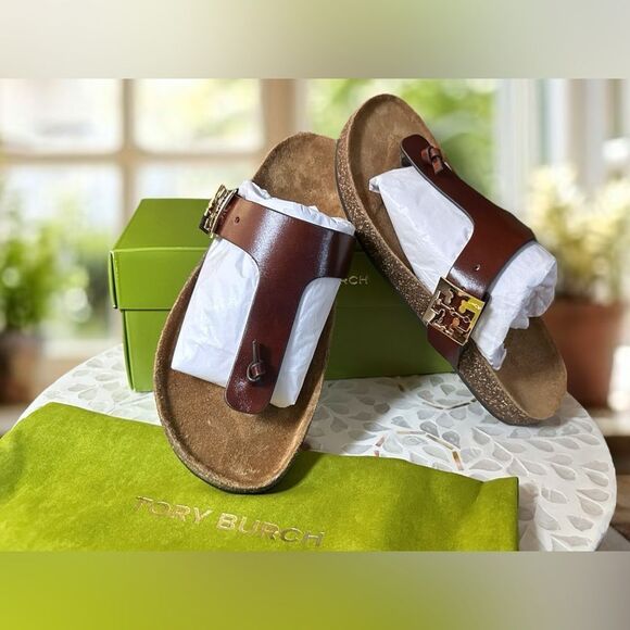 Tory Burch Womens Mellow Leather Flatform Slip On Sandals Shoes NWT - Picture 2 of 15